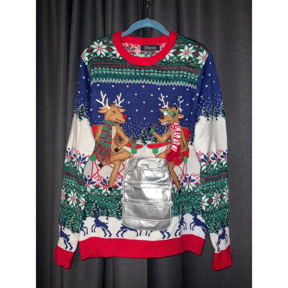 Ugly Christmas Sweater Xmas Size Medium Beer - Picture 1 of 3